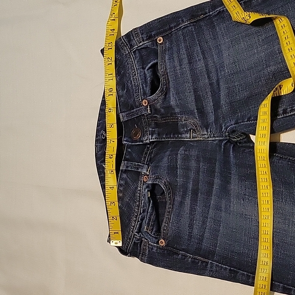 American Eagle dark wash mid rise original boot jeans Women's size 0 short - Picture 2 of 6